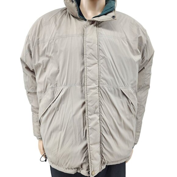 Cabelas XL Reg Reversible Premier Northern Goose Down Puffer Jacket Green & Beig - Picture 2 of 11